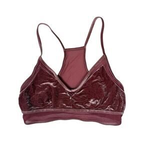 Alo Velvet Mesh Luxe Sports Bra Bralette Pink Mauve Large